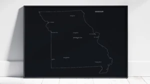 missouri-cities-map-printable-dark-black-frame Missouri Cities Map Printable, Labeled City Map, Light & Dark Styles