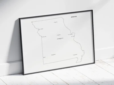 missouri-cities-map-printable-light-black-frame Missouri Cities Map Printable, Labeled City Map, Light & Dark Styles