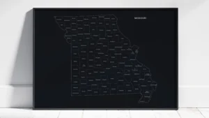 missouri-counties-map-printable-dark-black-frame Missouri Counties Map Printable, Labeled County Map, Light & Dark Styles