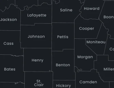 missouri-counties-map-printable-dark-zoom-detail Missouri Counties Map Printable, Labeled County Map, Light & Dark Styles