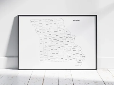 missouri-counties-map-printable-labeled-black-frame Missouri Counties Map Printable, Blank & Labeled