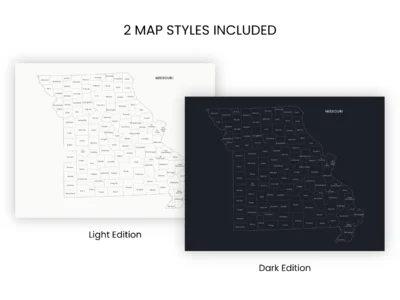 missouri-counties-map-printable-light-dark-included-map-styles-info Missouri Counties Map Printable, Labeled County Map, Light & Dark Styles