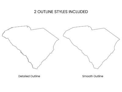 South Carolina Blank Outline Map Printable, State Outline, JPG PDF PNG
