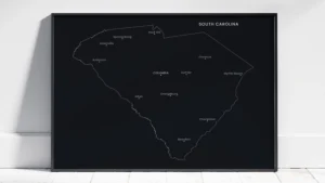 South Carolina Cities Map Printable, Labeled City Map, Light & Dark Styles