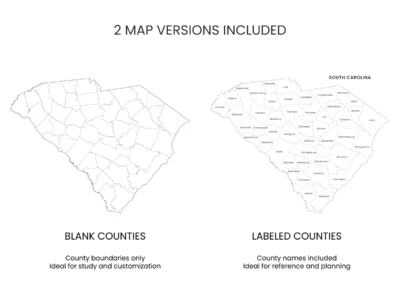 South Carolina Counties Map Printable, Blank & Labeled