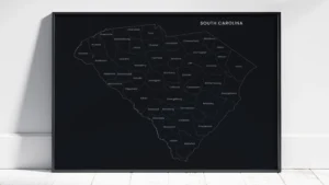 South Carolina Counties Map Printable, Labeled County Map, Light & Dark Styles