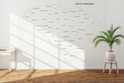 South Carolina Counties Map Printable, Labeled County Map, Light & Dark Styles