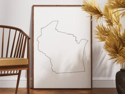 wisconsin-blank-outline-map-printable-wooden-frame Wisconsin Blank Outline Map Printable, State Outline, JPG PDF PNG