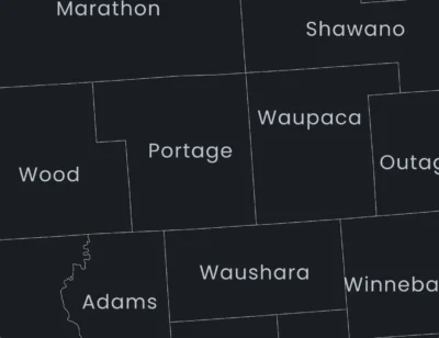 wisconsin-counties-map-printable-dark-zoom-detail Wisconsin Counties Map Printable, Labeled County Map, Light & Dark Styles