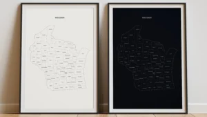wisconsin-counties-map-printable-light-dark-black-frame Wisconsin Counties Map Printable, Labeled County Map, Light & Dark Styles