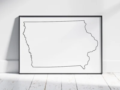 Iowa Blank Outline Map Printable, State Outline, JPG PDF PNG