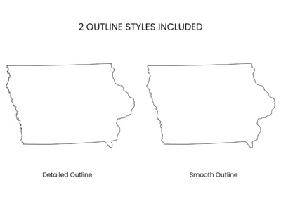 Iowa Blank Outline Map Printable, State Outline, JPG PDF PNG