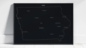 Iowa Cities Map Printable, Labeled City Map, Light & Dark Styles