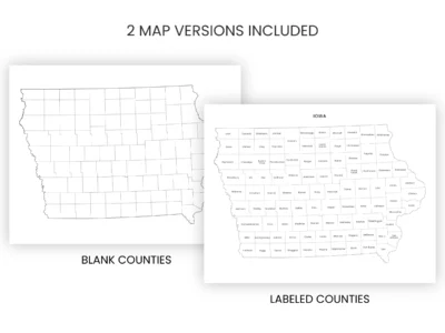 Iowa Counties Map Printable, Blank & Labeled