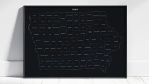 Iowa Counties Map Printable, Labeled County Map, Light & Dark Styles