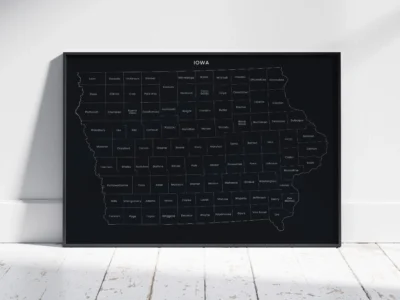 Iowa Counties Map Printable, Labeled County Map, Light & Dark Styles