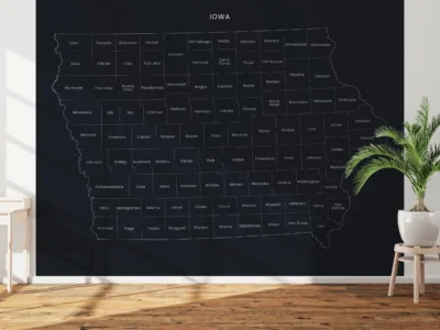 Iowa Counties Map Printable, Labeled County Map, Light & Dark Styles