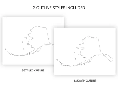 Alaska Blank Outline Map Printable, State Outline, JPG PDF PNG