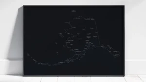 Alaska Cities Map Printable, Labeled City Map, Light & Dark Styles