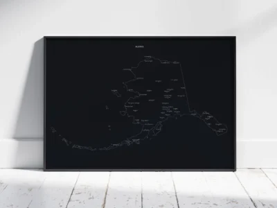 Alaska Cities Map Printable, Labeled City Map, Light & Dark Styles