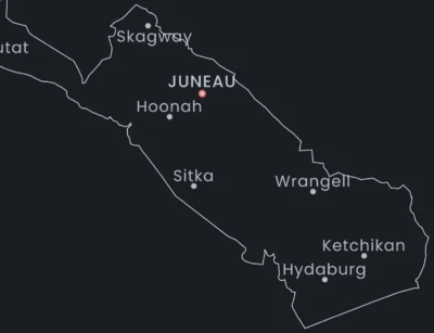 Alaska Cities Map Printable, Labeled City Map, Light & Dark Styles