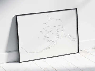 Alaska Cities Map Printable, Labeled City Map, Light & Dark Styles