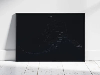 Alaska Counties Map Printable, Labeled County Map, Light & Dark Styles