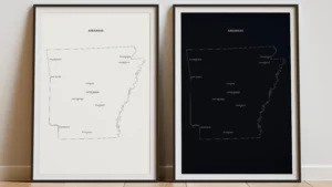 Arkansas Cities Map Printable, Labeled City Map, Light & Dark Styles