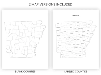 Arkansas Counties Map Printable, Blank & Labeled