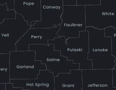 Arkansas Counties Map Printable, Labeled County Map, Light & Dark Styles