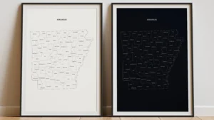 Arkansas Counties Map Printable, Labeled County Map, Light & Dark Styles