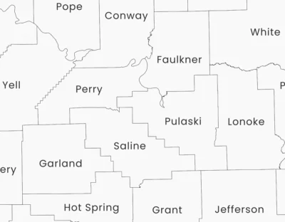 Arkansas Counties Map Printable, Labeled County Map, Light & Dark Styles