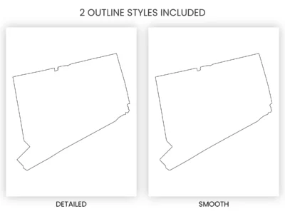 Connecticut Blank Outline Map Printable, State Outline, JPG PDF PNG