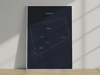 Connecticut Cities Map Printable, Labeled City Map, Light & Dark Styles