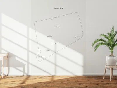 Connecticut Cities Map Printable, Labeled City Map, Light & Dark Styles