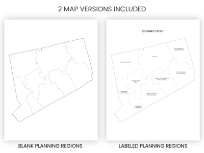 Connecticut Planning Regions Map Printable, Blank & Labeled