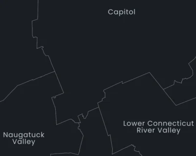 Connecticut Planning Regions Map Printable, Labeled Map, Light & Dark Styles