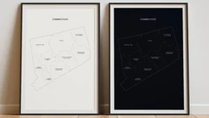 Connecticut Planning Regions Map Printable, Labeled Map, Light & Dark Styles