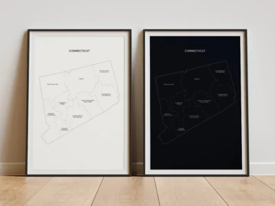 Connecticut Planning Regions Map Printable, Labeled Map, Light & Dark Styles