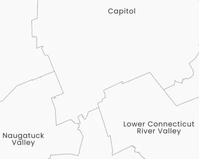 Connecticut Planning Regions Map Printable, Labeled Map, Light & Dark Styles
