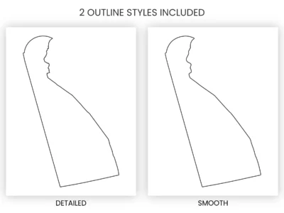 Delaware Blank Outline Map Printable, State Outline, JPG PDF PNG