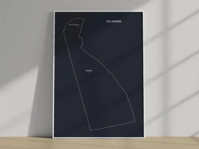 Delaware Cities Map Printable, Labeled City Map, Light & Dark Styles