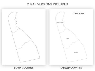 Delaware Counties Map Printable, Blank & Labeled