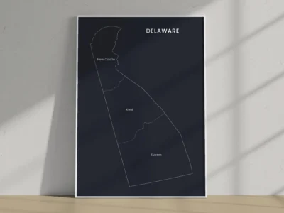 Delaware Counties Map Printable, Labeled County Map, Light & Dark Styles