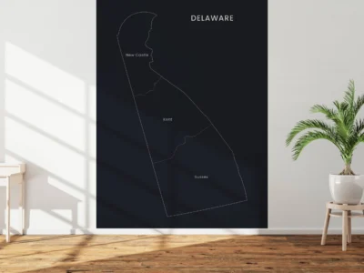 Delaware Counties Map Printable, Labeled County Map, Light & Dark Styles