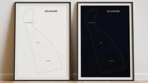 delaware-counties-map-printable-light-dark-black-frames Delaware Counties Map Printable, Labeled County Map, Light & Dark Styles