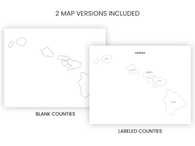 Hawaii Counties Map Printable, Blank & Labeled