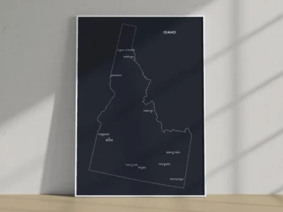 Idaho Cities Map Printable, Labeled City Map, Light & Dark Styles