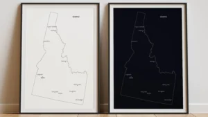 Idaho Cities Map Printable, Labeled City Map, Light & Dark Styles