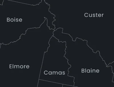 idaho-counties-map-printable-dark-zoom-detail Idaho Counties Map Printable, Labeled County Map, Light & Dark Styles